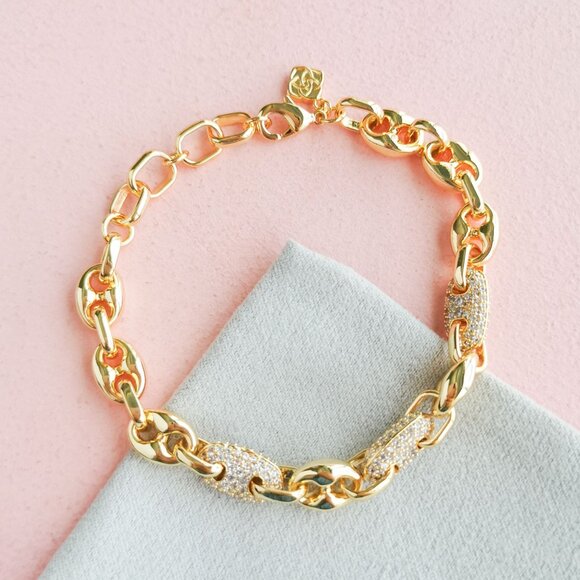 Kendra Scott - Bailey White CZ Gold Pave Chain Bracelet - NEW - Picture 3 of 4